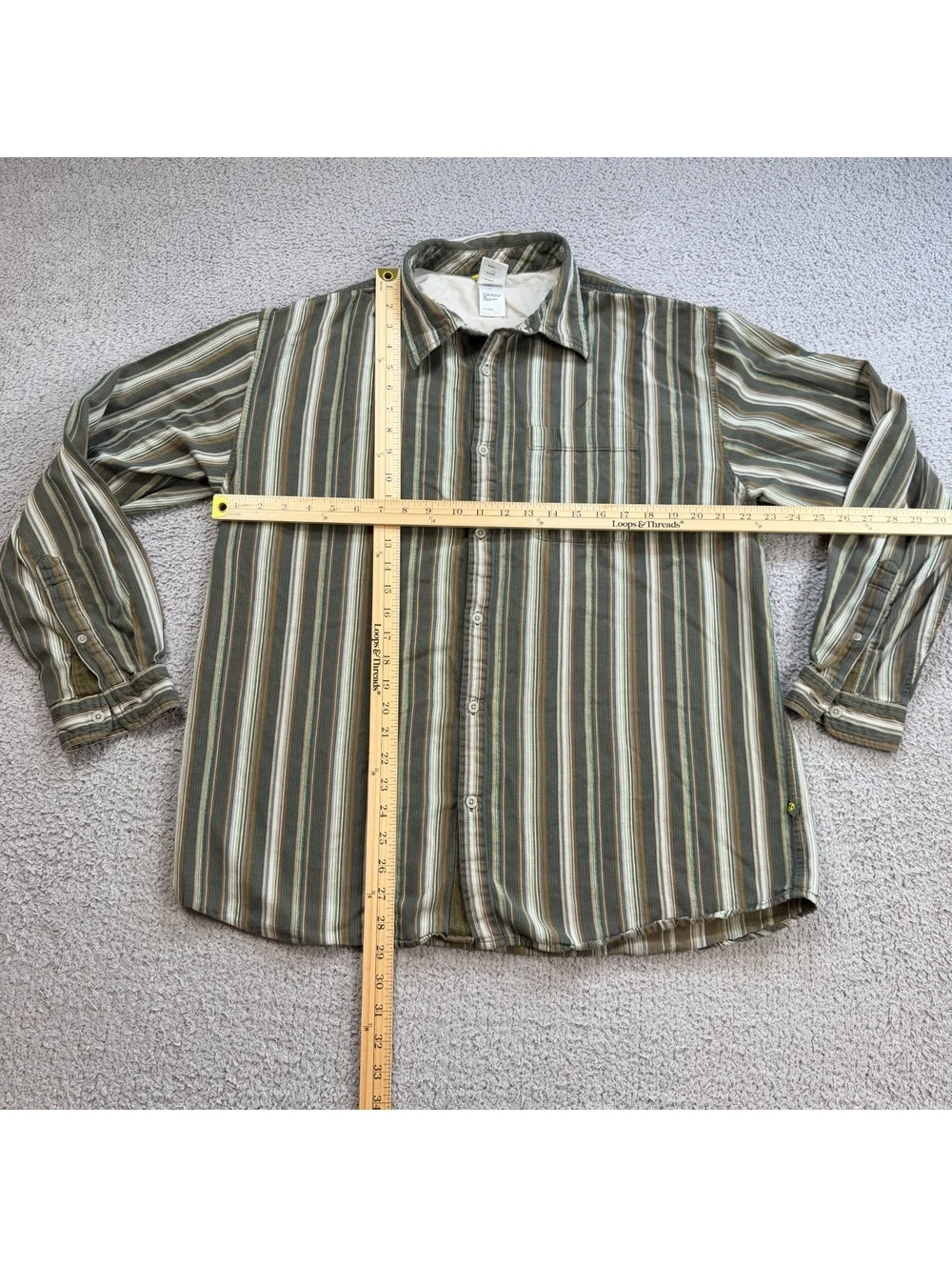 The North Face Series Striped Button Up Shirt Mens L Green Gorpcore Outdoor